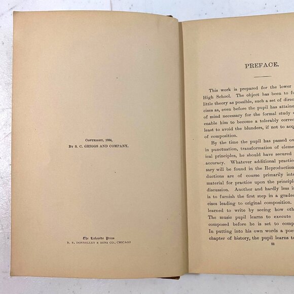 The Elements of English Composition Hardcover Miss L A Chittenden Antique Book - Picture 7 of 14